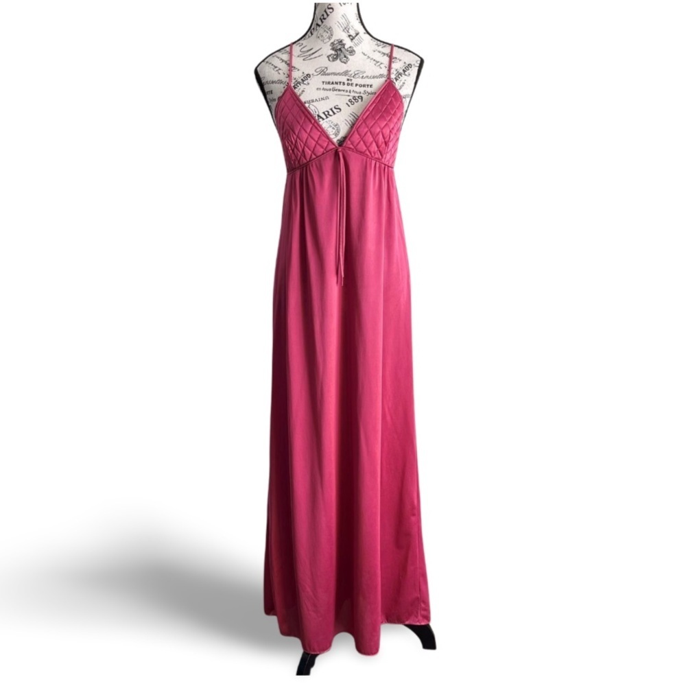 🇨🇦 Vintage 70s Dusty Pink Mauve Slip Dress Lingerie Peri Ann Maxi Small